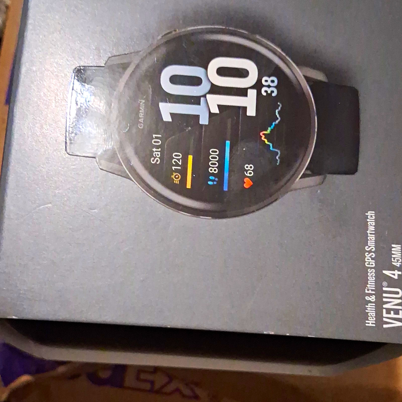 Garmin Venu 4 GPS Smartwatch 45mm 8GB Black Case, Black Silicone Band