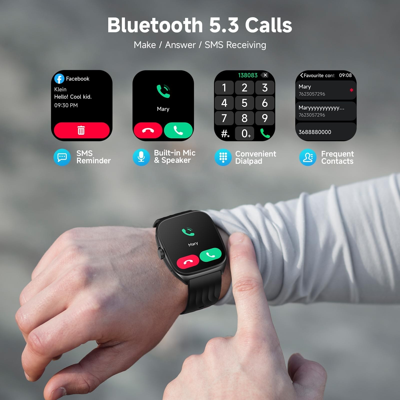 SOUYIE Smart Watch 1.85″ AMOLED Display IP68 Waterproof Fitness Tracker for
