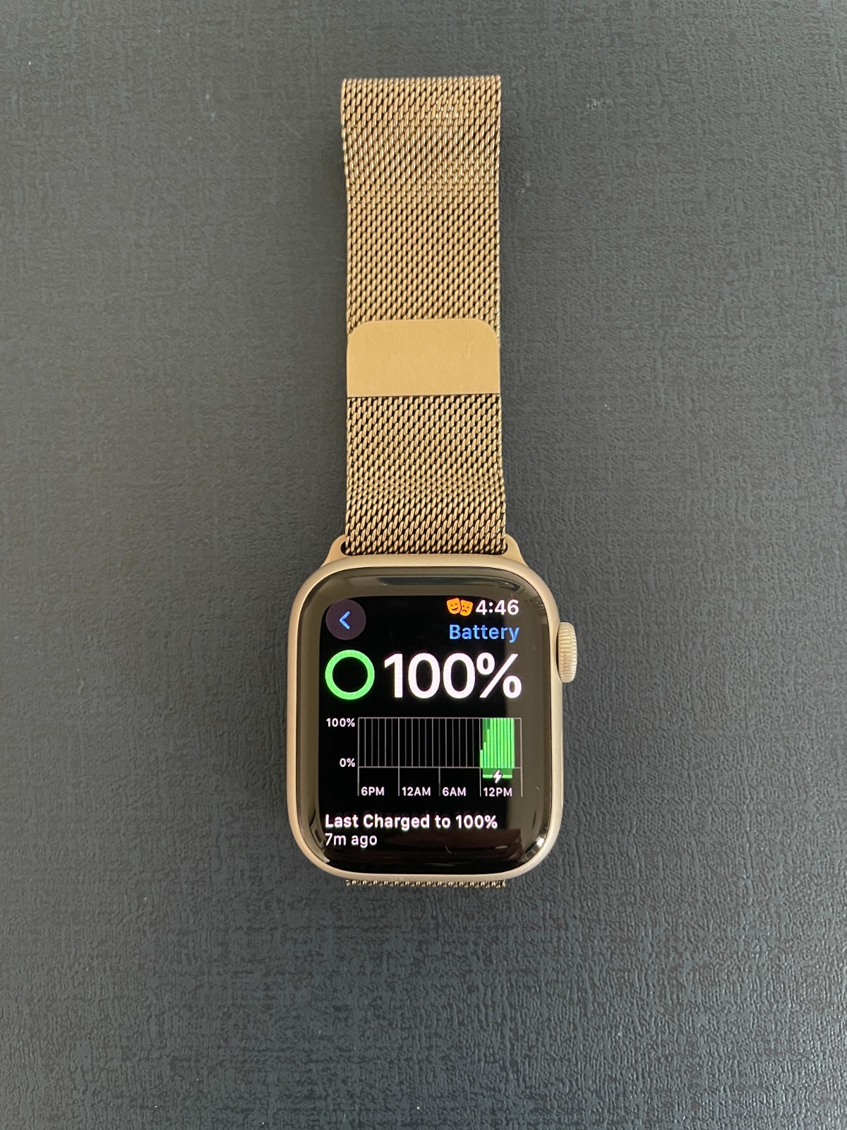 Apple Watch Series 8, 41mm Gold Aluminium Ceramic Case & Milanese Loop. 32MG