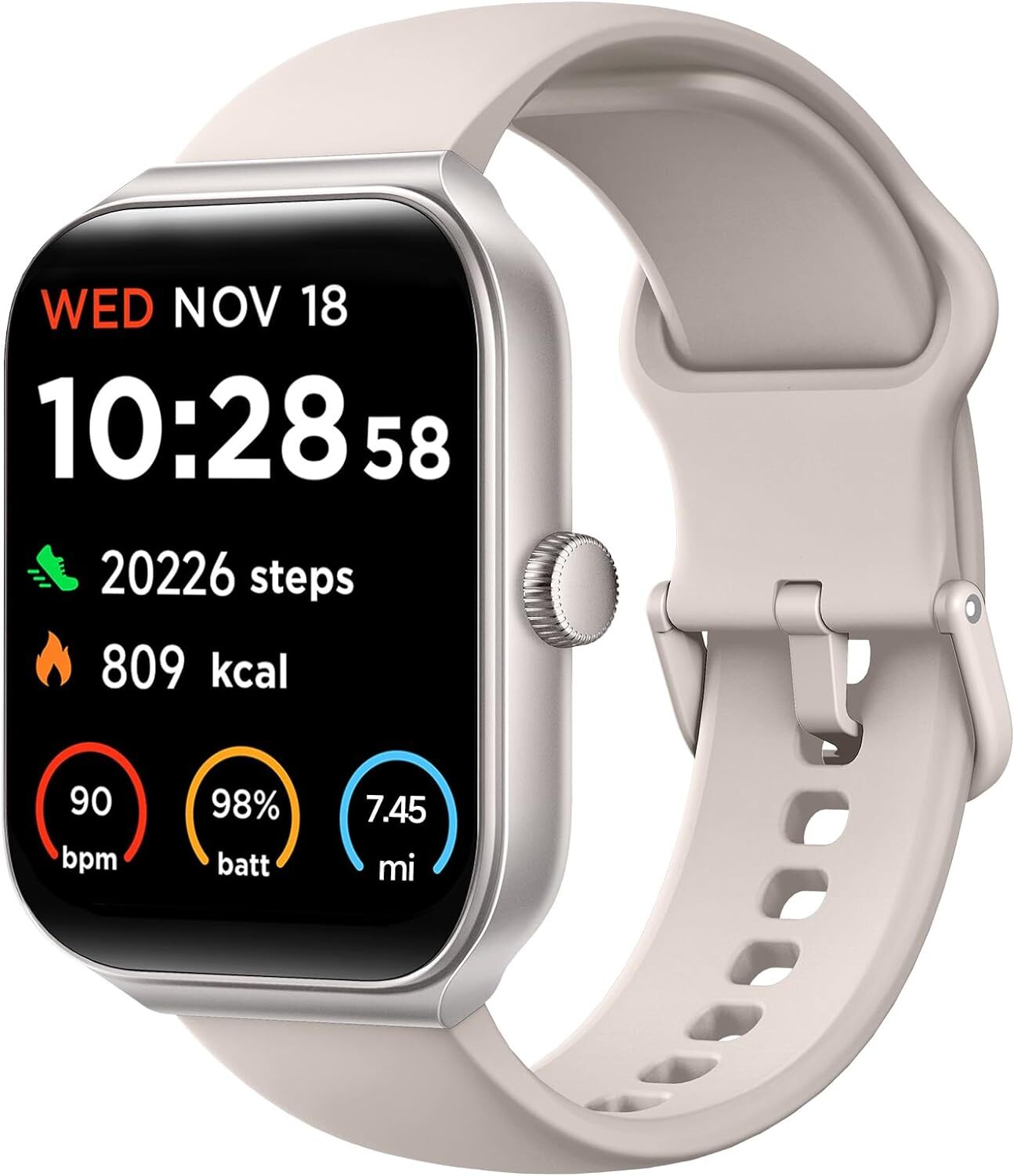 Smart Watch Alexa Built-in Make/Answer Calls Waterproof HR Tracker for iPhones
