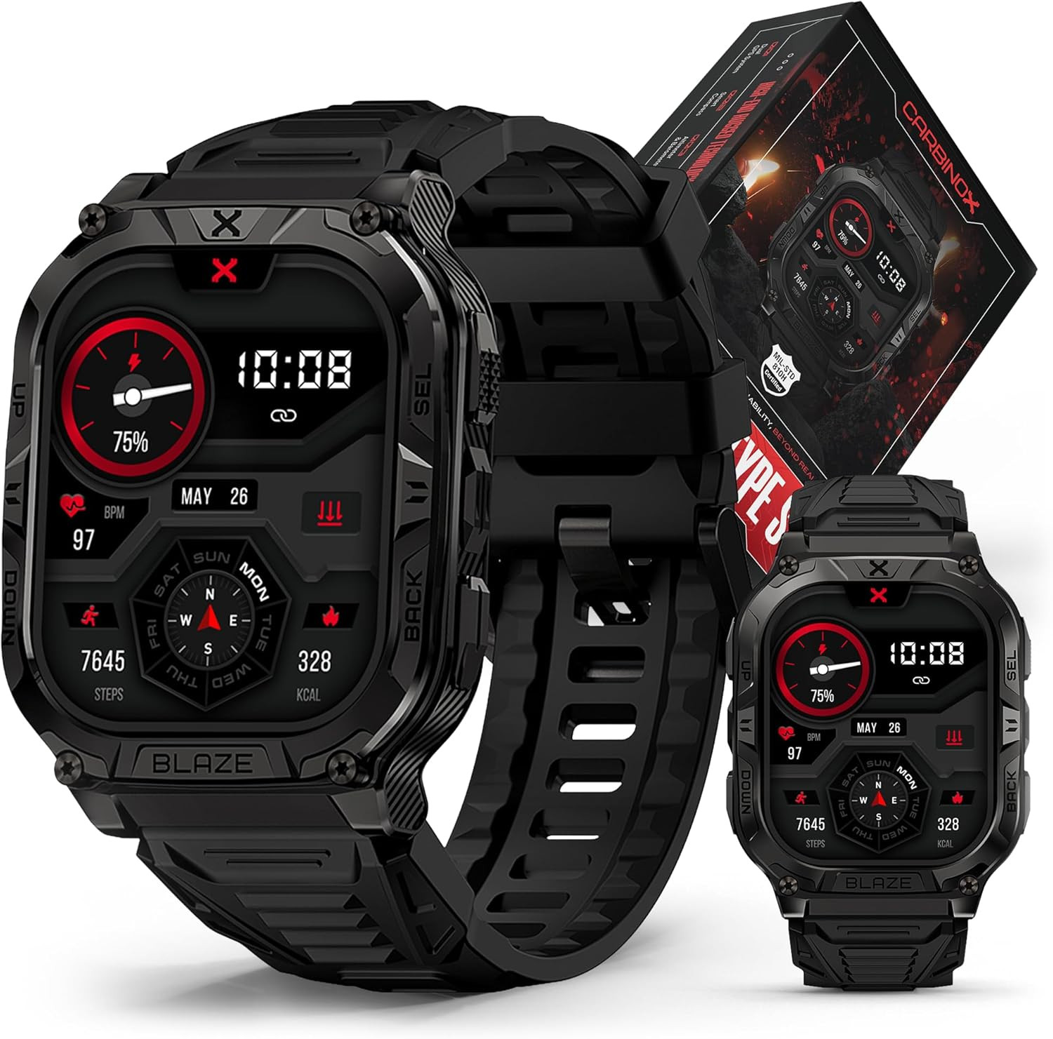 Blaze Smart Watch with GPS – Rugged Fitness Trackers, IP69K Waterproof, 170+ Spo
