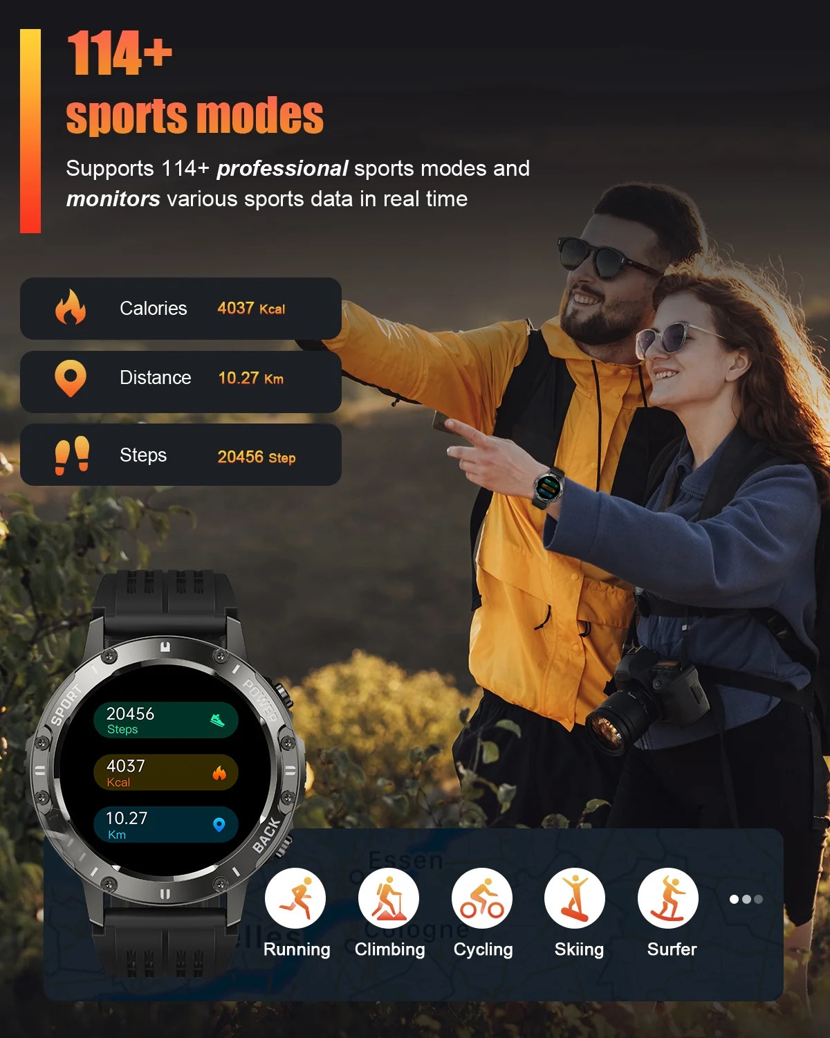 Men’s Luxury Smart Watch, 1.39″ AMOLED, Call & 114 Sports Modes