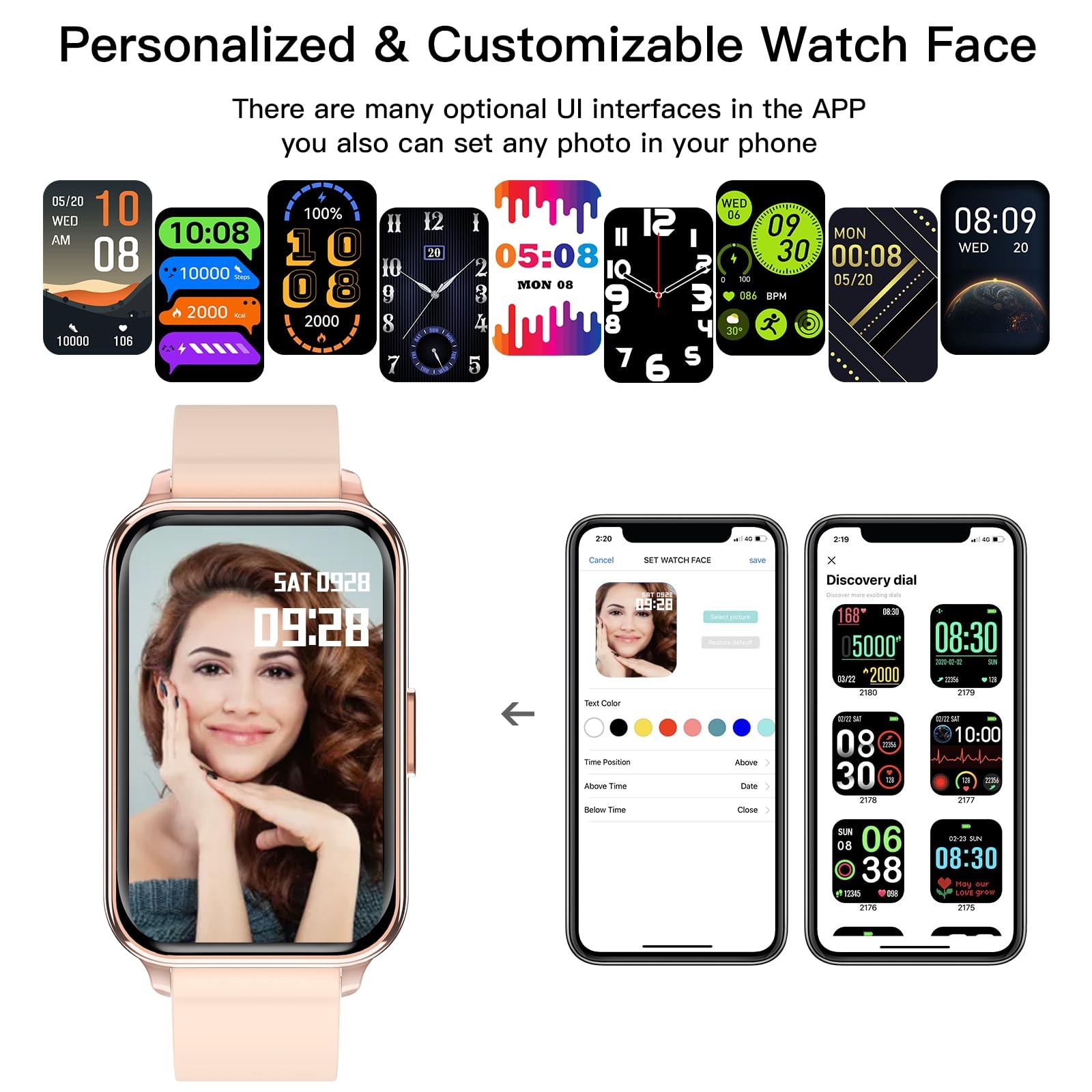 Smart Watch Fitness Tracker Make/Answer Calls for Women Men with Heart Rate B…