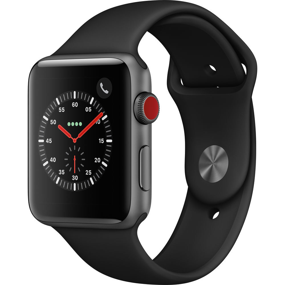 Apple Watch Series 3 42mm GPS + Cellular, Space Gray Aluminum, Black Sport Band