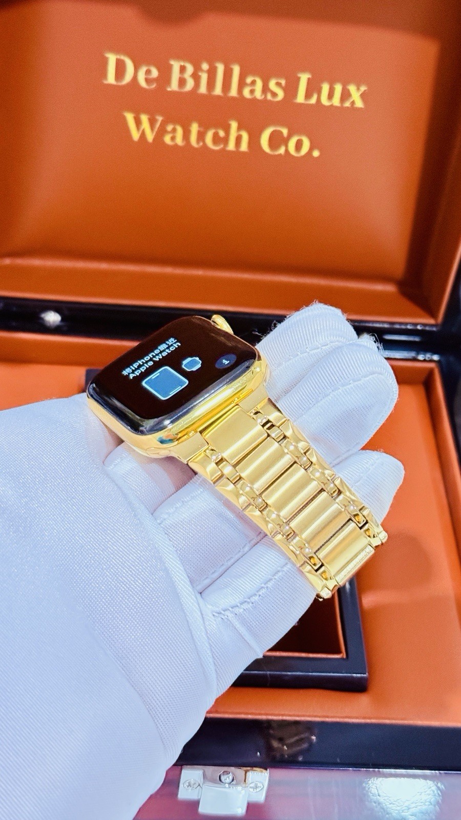 24K Gold Plated 45MM Apple Watch SERIES 9 With Gold Link Lux Finish Band GPS LTE