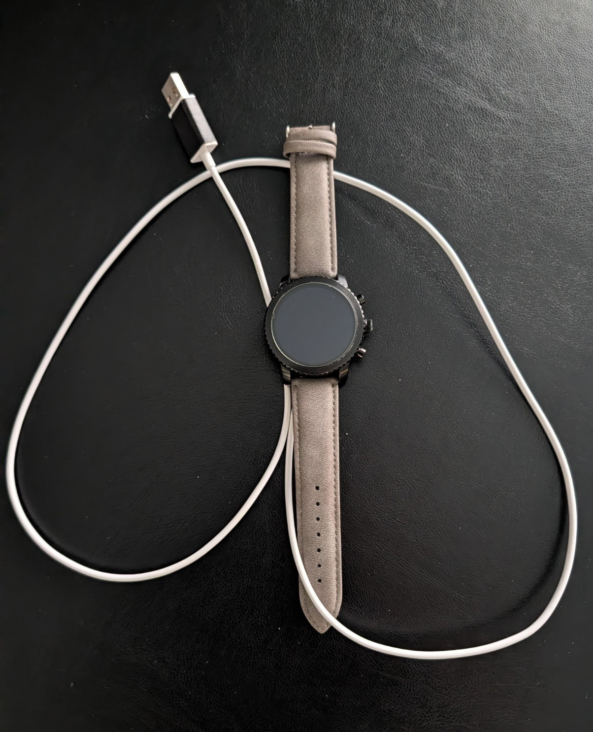 Fossil DW4A Gen 4 Wear OS Smartwatch 44mm Black Steel Gray Leather Band