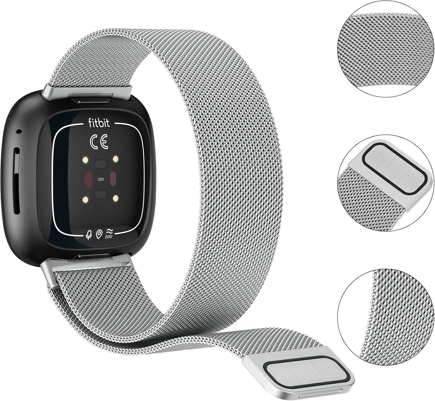 Stainless Steel Mesh Loop Strap Compatible with Fitbit Sense 2 / Versa 4