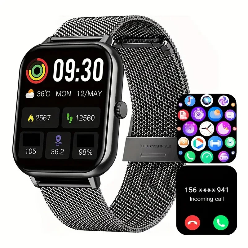 Smart Watch 1.83” Full Touch Screen: Ai Control, For Android & IOS Phones