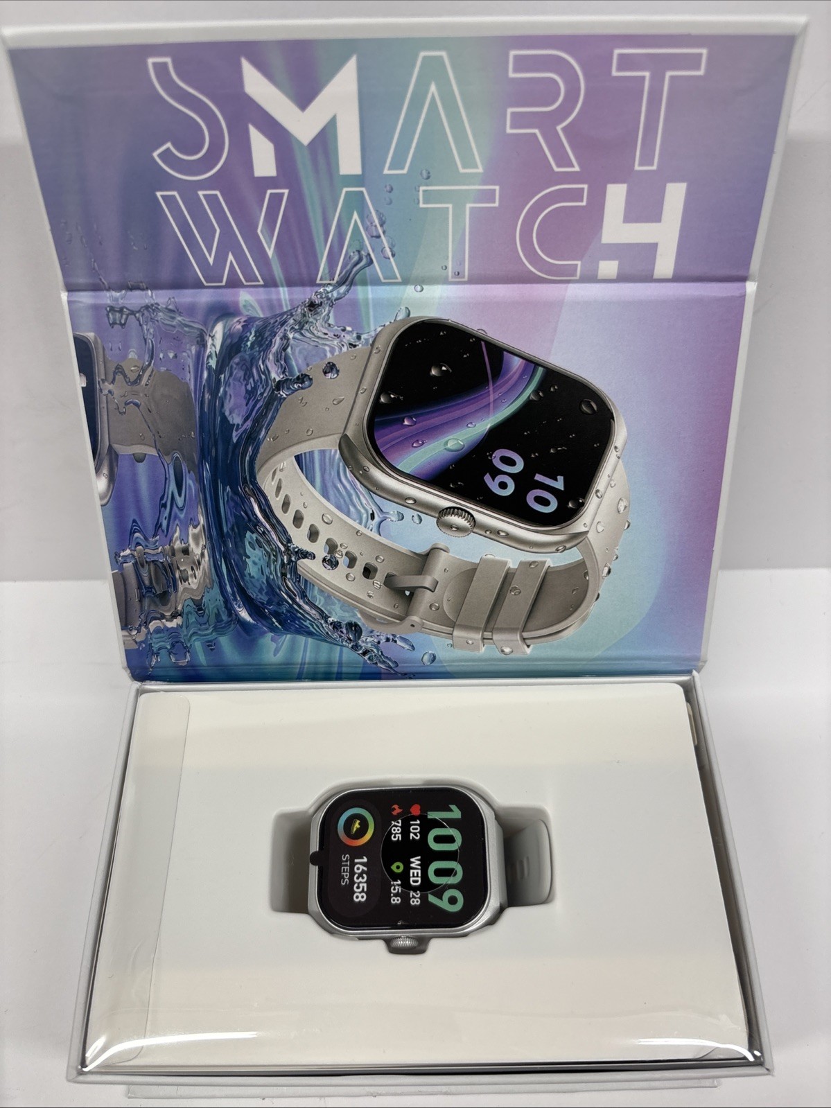 Vivitar W-50 BT Smart Watch Black Face Gray Band. Receive Calls/ Message Alerts