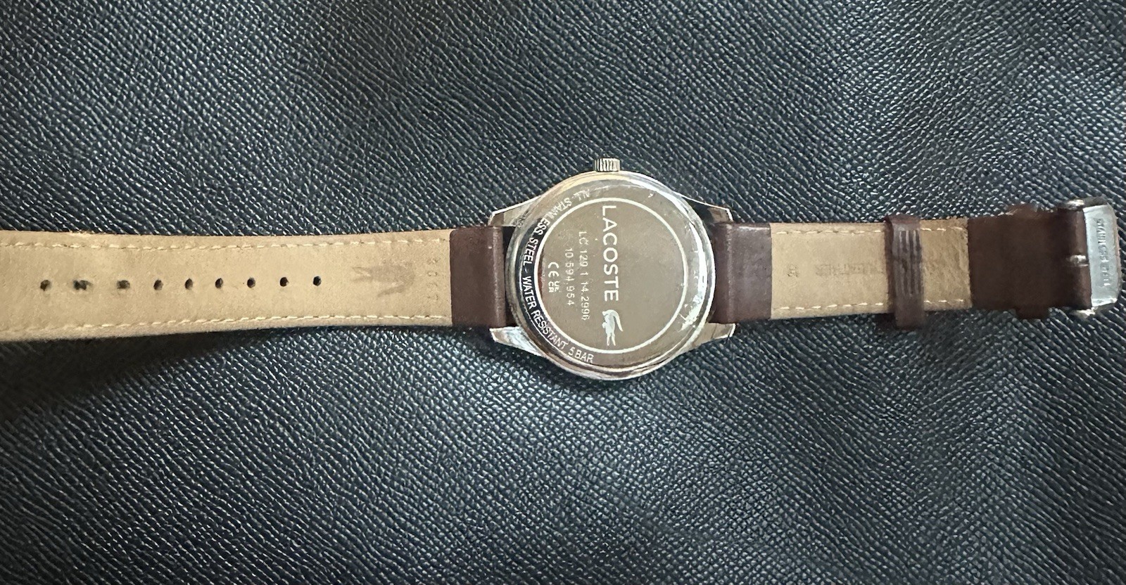Lacoste Men’s Quartz Analog Watch 3-Hand SS Leather Brown Silver Navy 2011046