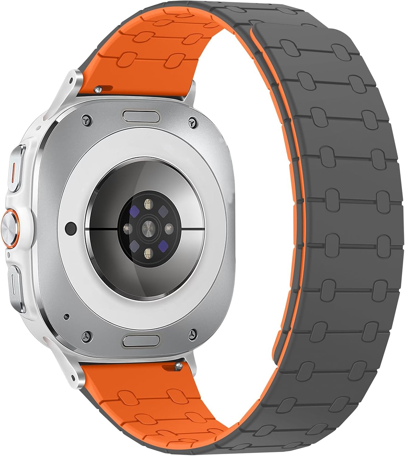 Gray/Orange Silicone Strap Compatible with Samsung Galaxy Watch Ultra 47mm