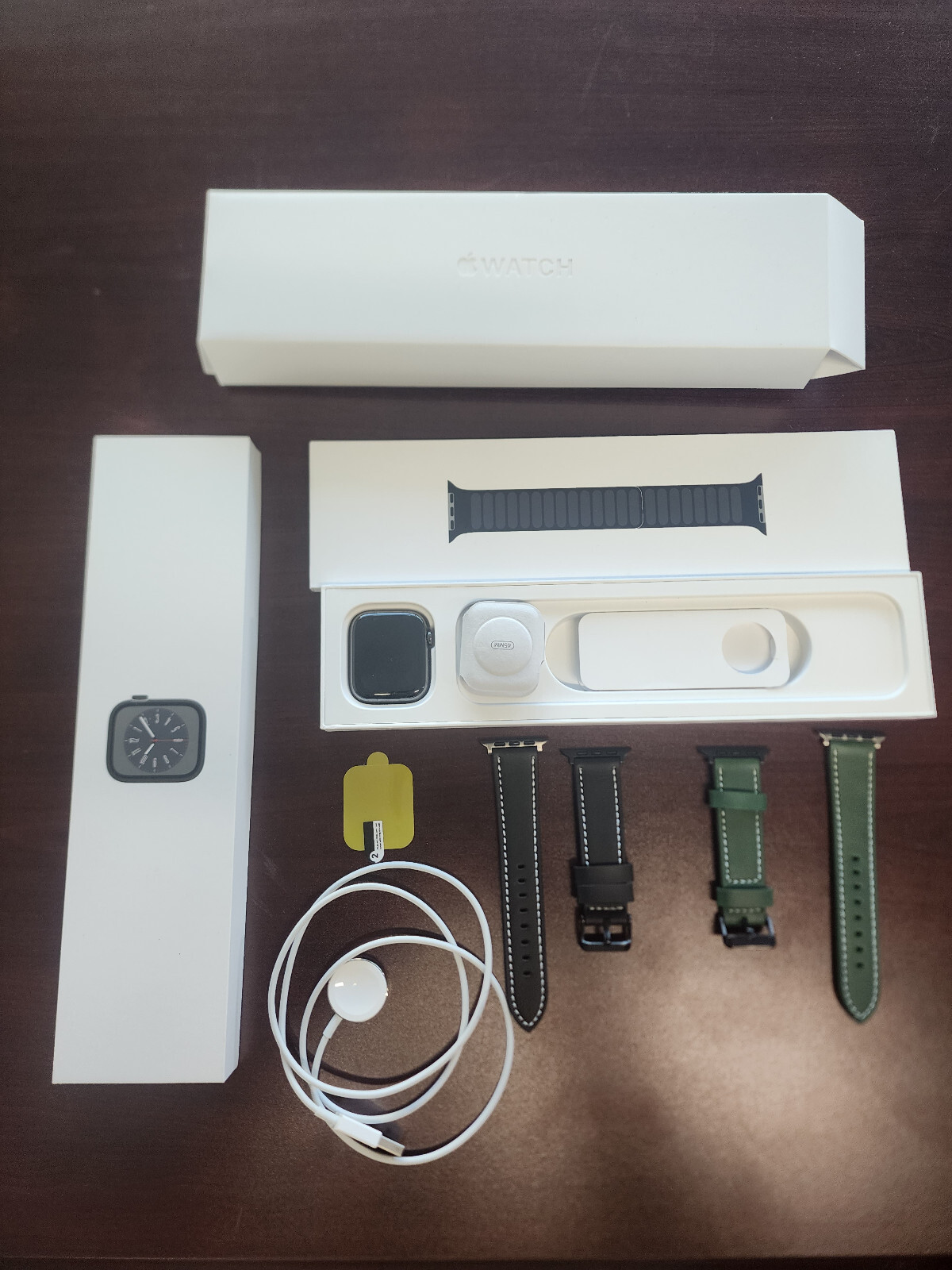 Apple Watch Series 8 45mm Stainless Steel Case with Midnight Sport Band M/L