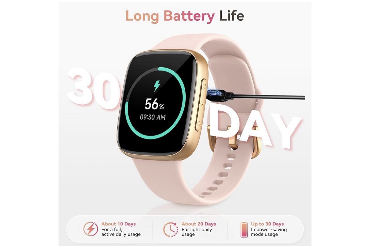 GTX20 Smart Watch AMOLED Display Pink Band Bluetooth Fitness Tracker Android iOS