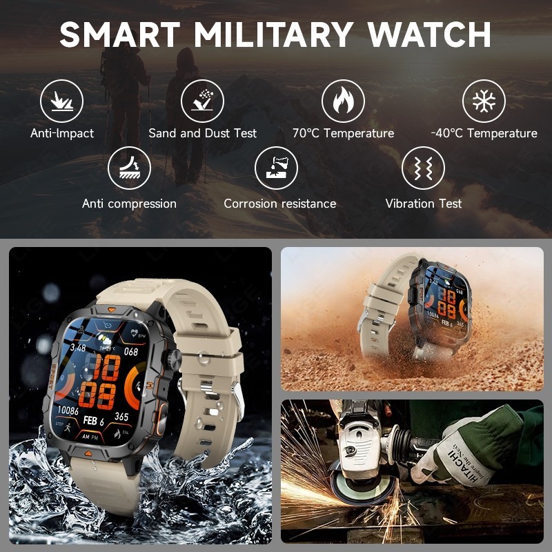 🔥Smart Watch Men Call Receive/Dial for iOS Android Health Monitor Waterproof