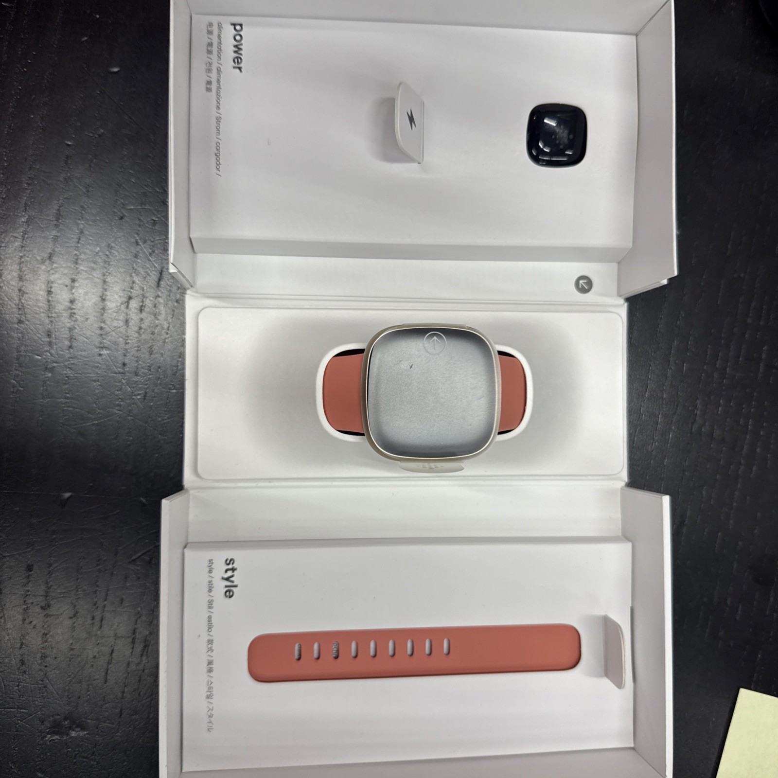 Fitbit Versa 3 40 mm Pink Rubber Case with Gold Aluminum Band GPS Smartwatch NEW