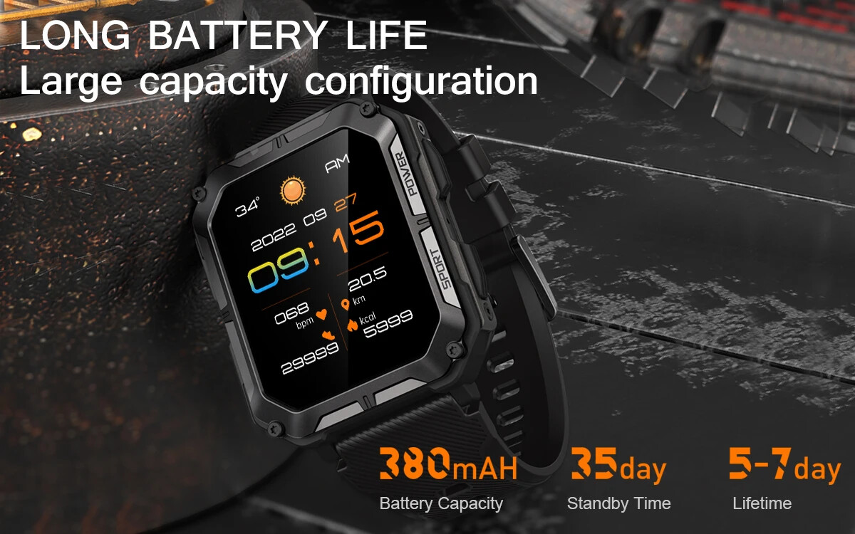 C20 Pro Smart Watch Voice Assistant BT Wireless Sports Waterproof Android iOS