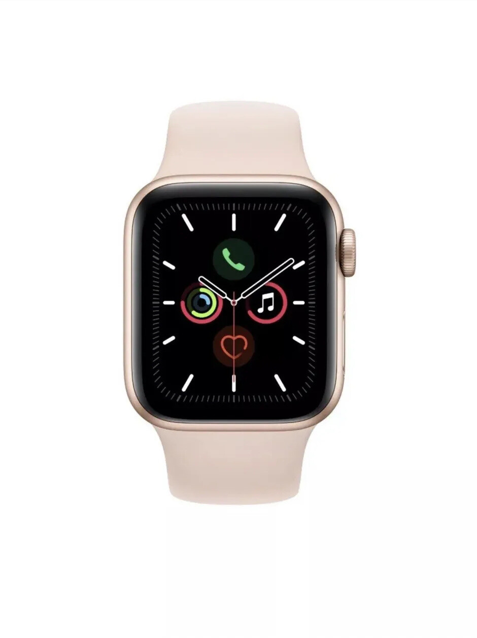 Apple Watch Series 5 GPS 40mm Gold Aluminum Case Pink Sand Sport Band -S/M & M/L