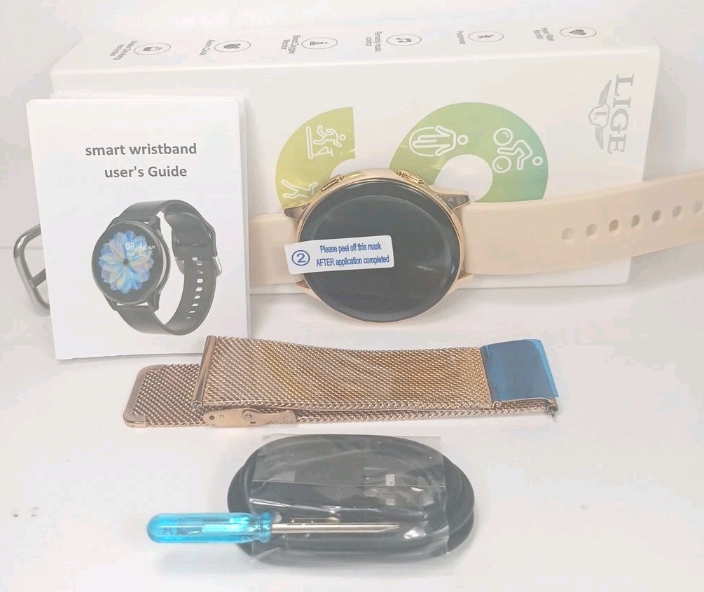 Lige Smart Watch BW0392F,extra Metal Band,instructions,charging Cord ,new