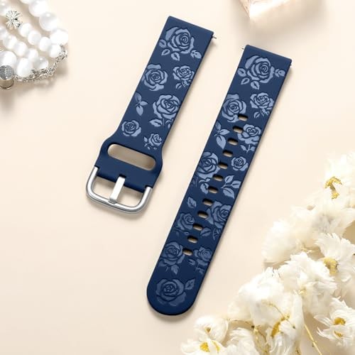 Floral Engraved Silicone Strap Compatible with Samsung Galaxy Watch 7 40mm Sport