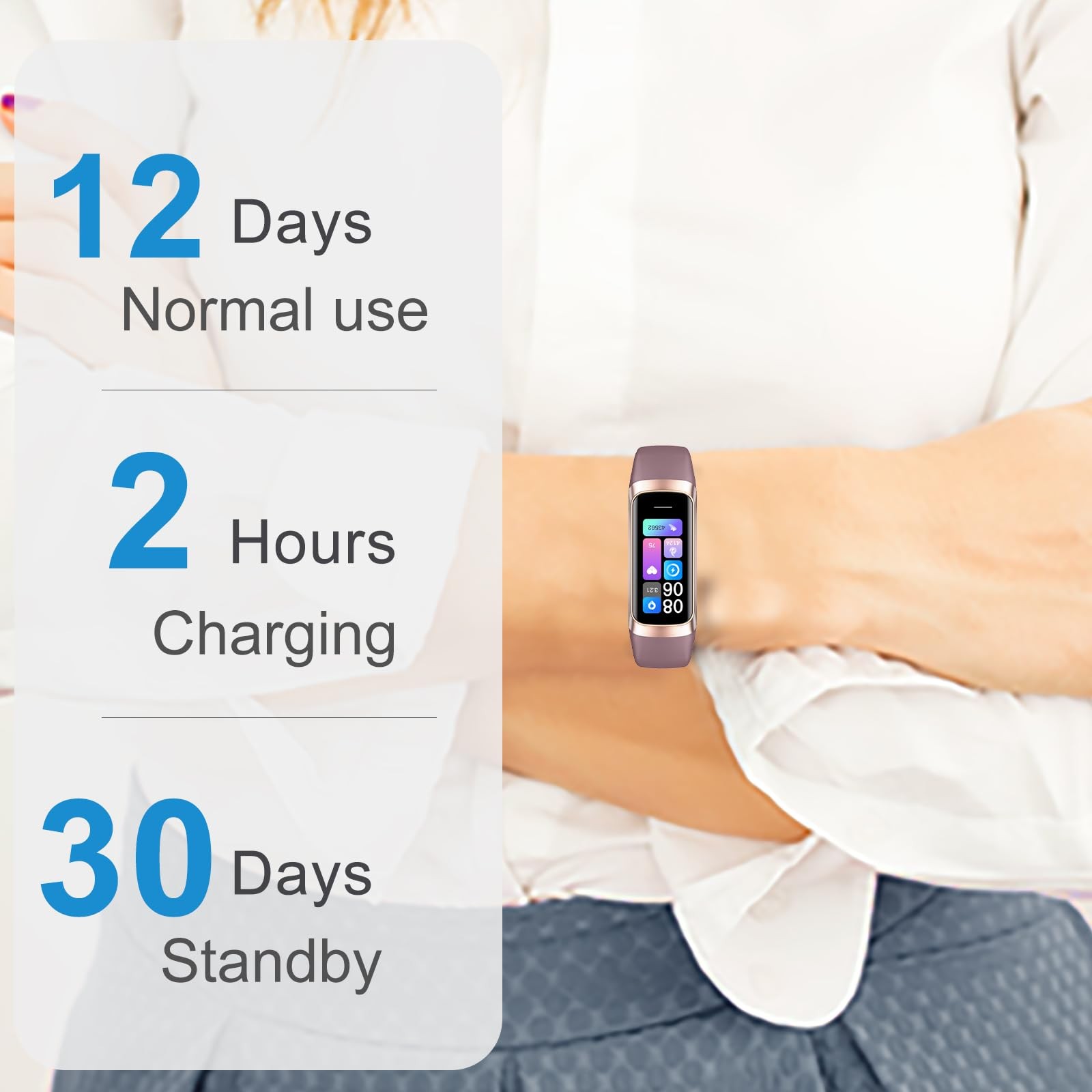 Fitness Tracker 5 ATM Waterproof Smart Watch Heart Rate Blood Oxygen Sleep Mo…