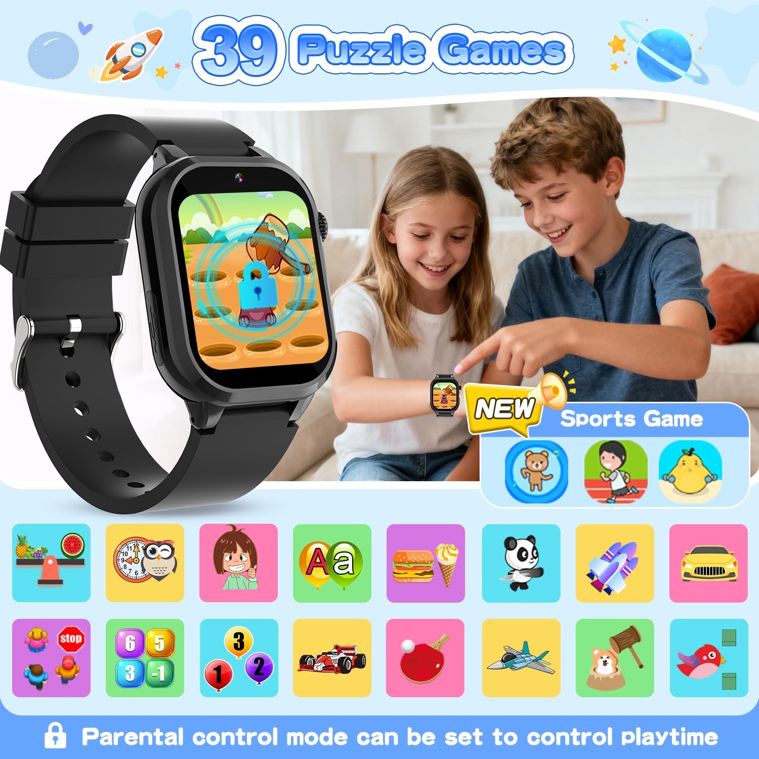 MOFGDNI Smart Watch for Kids with 39 Games, Built-in Camera, Video Recorder, …