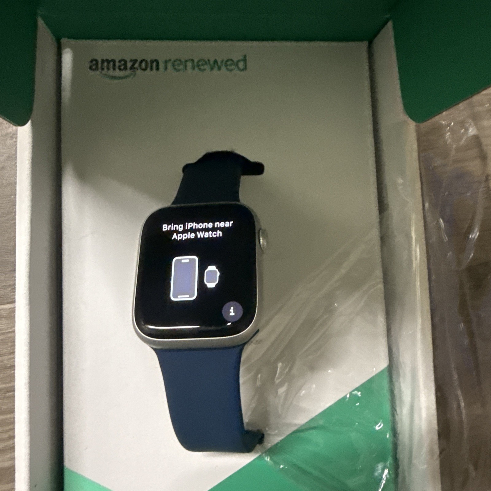 Apple Watch Series 9 45mm GPS Silver Aluminum Case With Storm Blue Sports Band