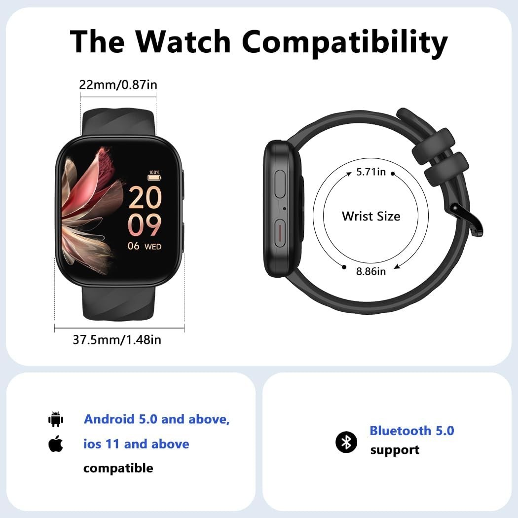 Elegant Smartwatch with 24/7 Heart Rate, Blood Pressure & Bluetooth Calling