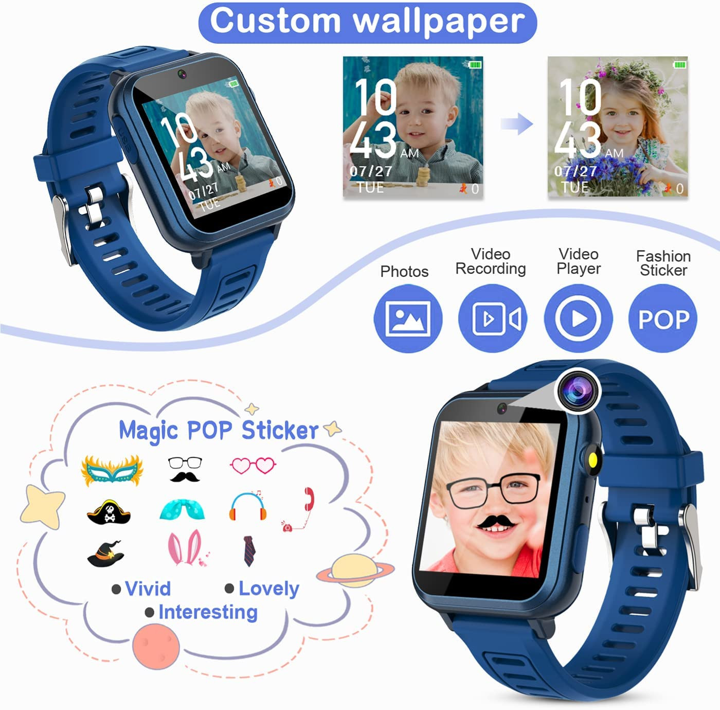 Smart Watch for Kids with 24 Puzzle Games HD Touch Screen Camera Music Player…