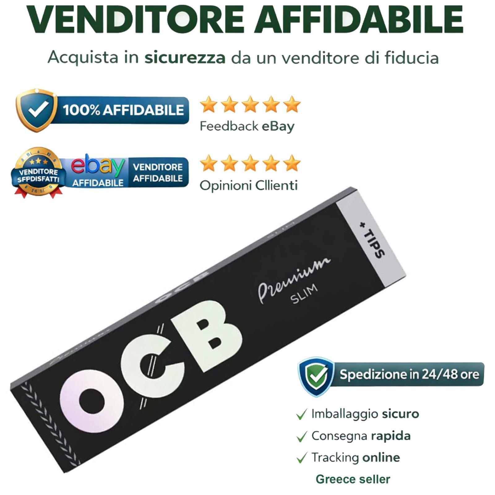 Cartine OCB con Filtri Nere King Size Slim 96 Libretti 3 Scatola Originale