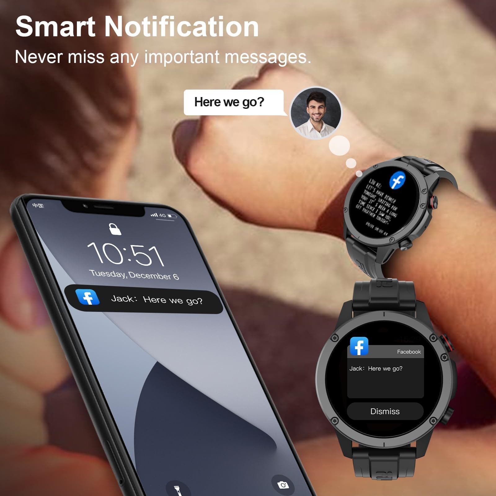 Fila Smart Watch Men Women 1.43″ AMOLED Fitness Tracker Heart Rate/Sleep 130+ Sp