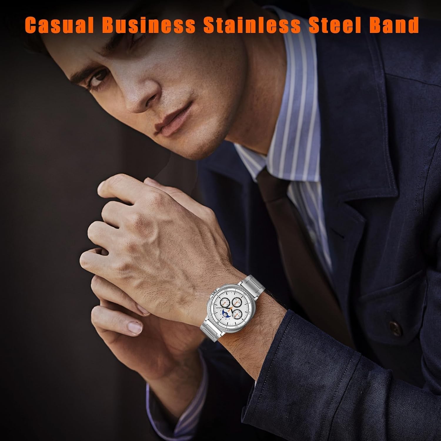 Solid Stainless Steel Band for Samsung Galaxy Watch 8 Classic 46mm, No Gap Desig