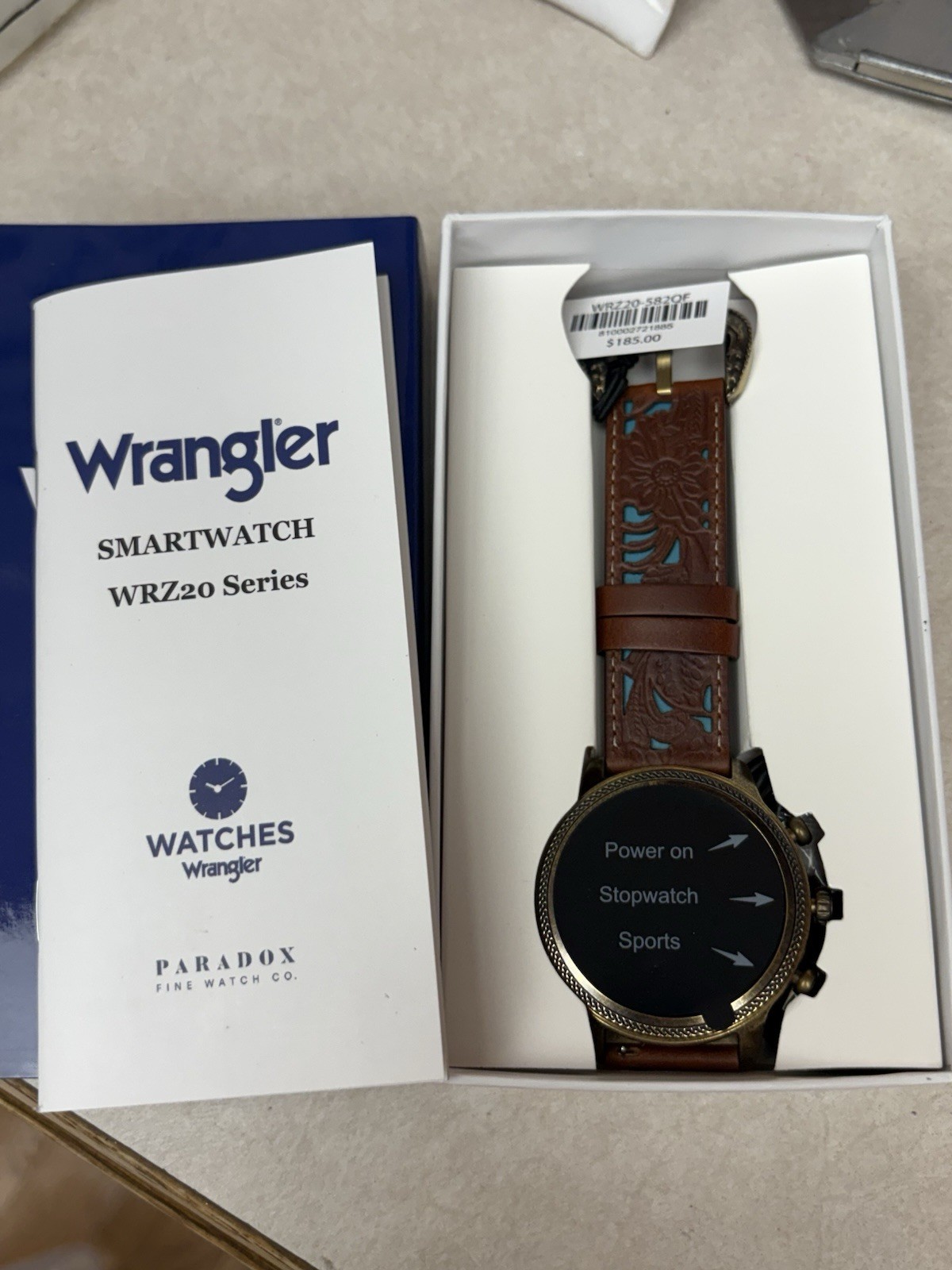 Wrangler Smart Watch WRZ20-582QF Brown Leather Turquoise Laced Band New in box