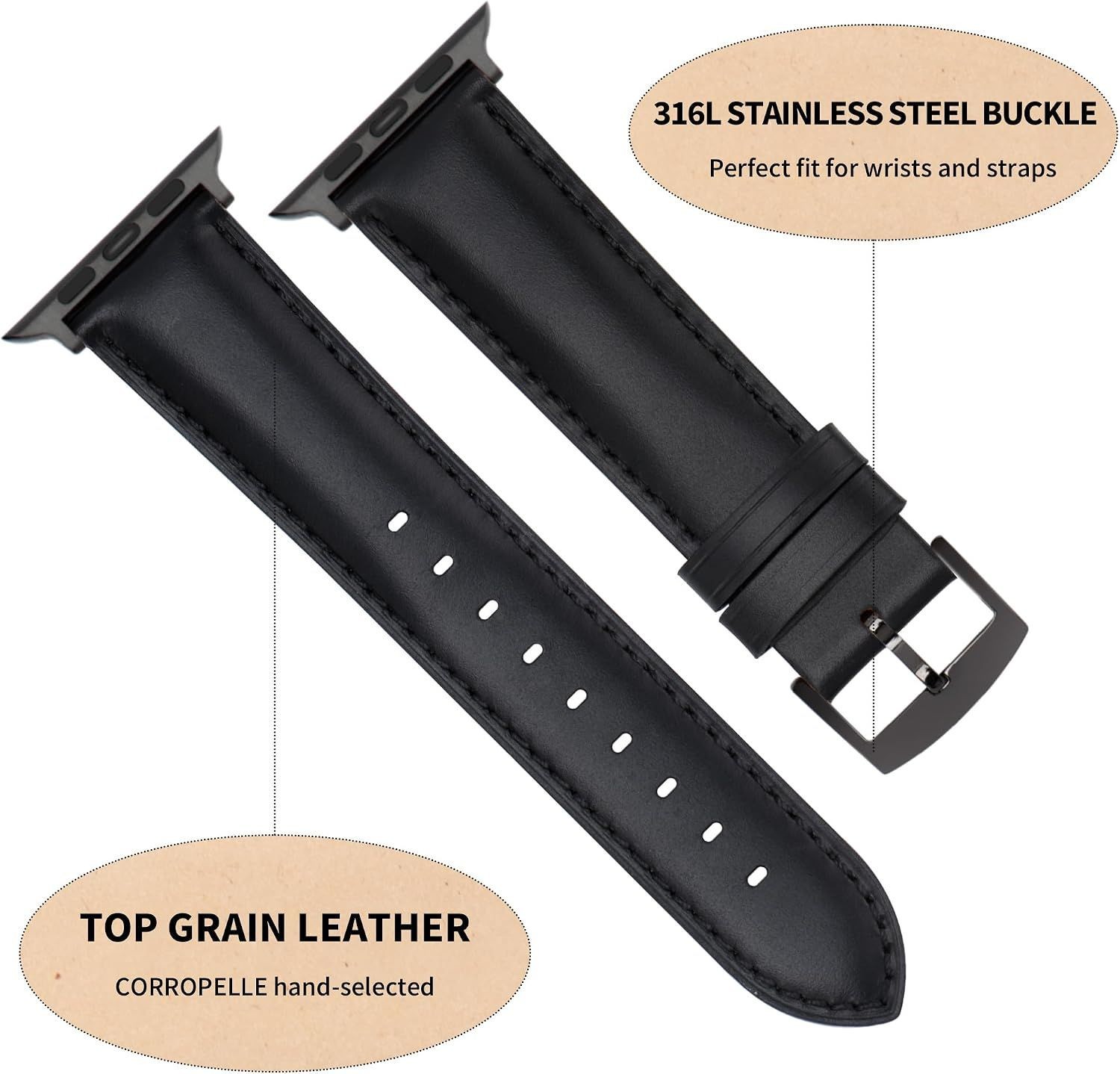 Leather Strap Compatible with Apple Watch Series 11 49mm 46mm 45mm 44mm