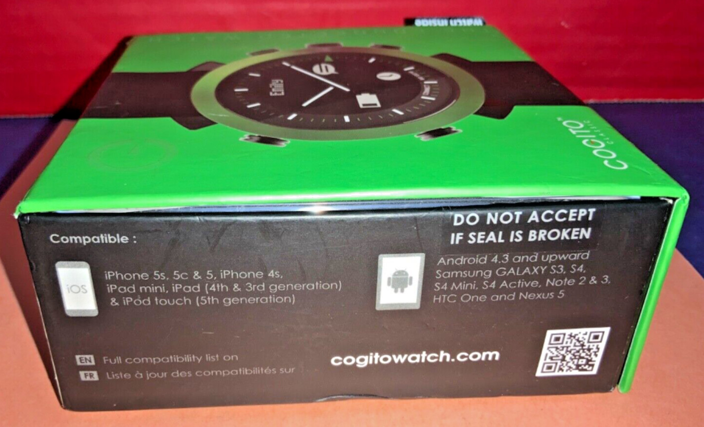 Cogito 2.0 Classic Smart Watch CD002 – Green – TESTED & WORKING – W/ BOX