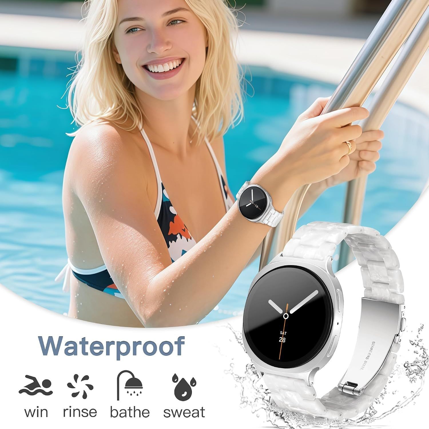 Resin Strap Compatible with Samsung Galaxy Watch 9 40mm 44mm 46mm
