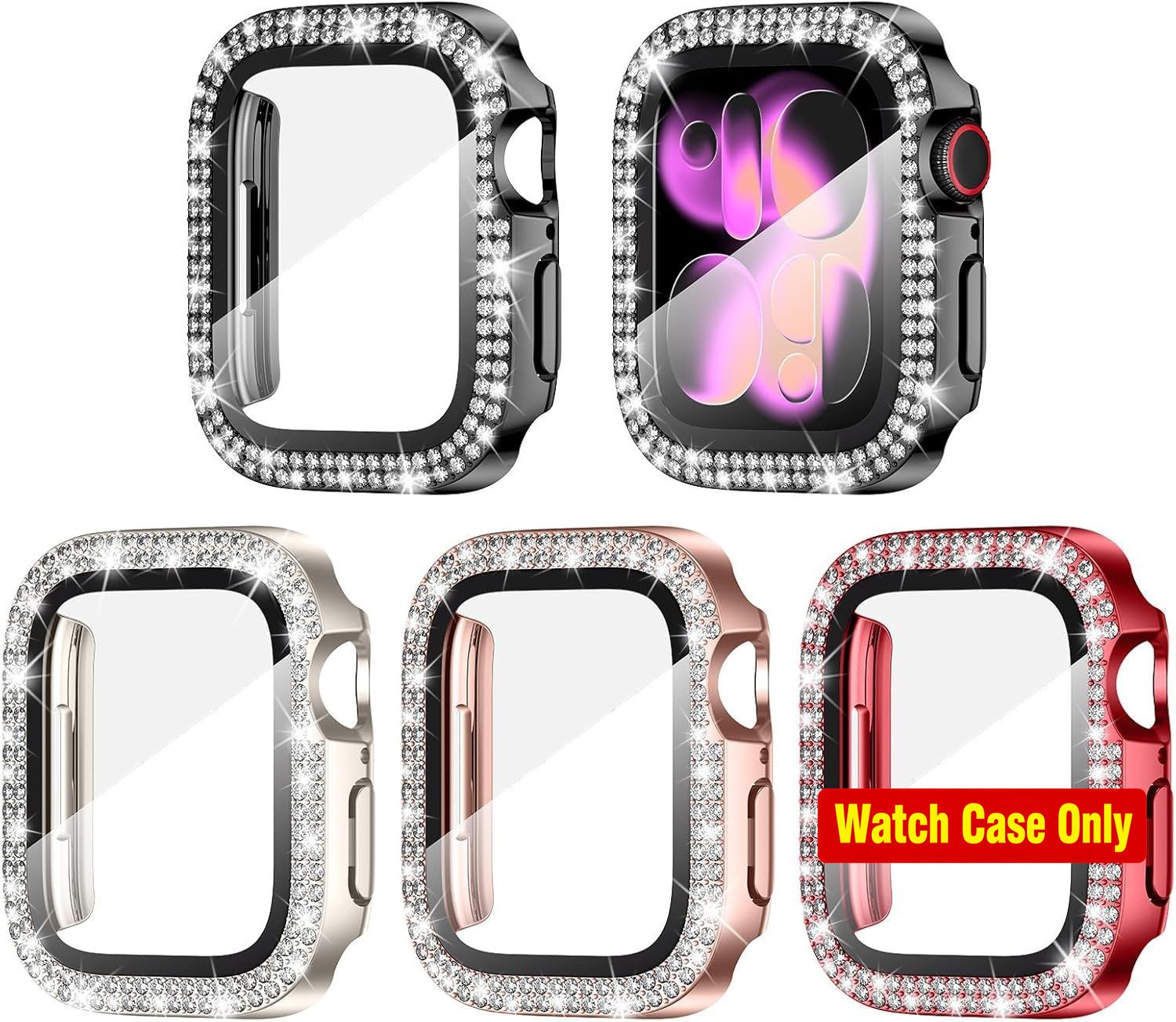4-Pack Only Case For Apple Watch 46mm Series 11/10 Built-in Screen Protector