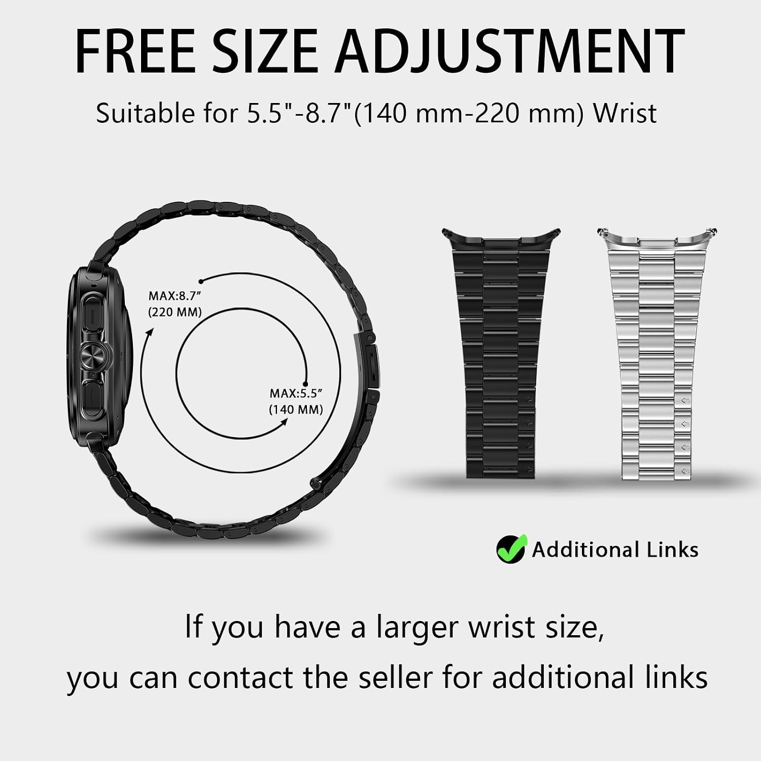 Stainless Steel Replacement Strap for Galaxy Watch Ultra 47mm, Men’s Band