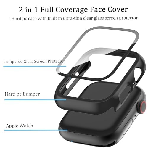 6 Pack Case for Apple Watch SE 3/SE 2nd Gen Series 6 5 4 SE 44mm Screen Protecto