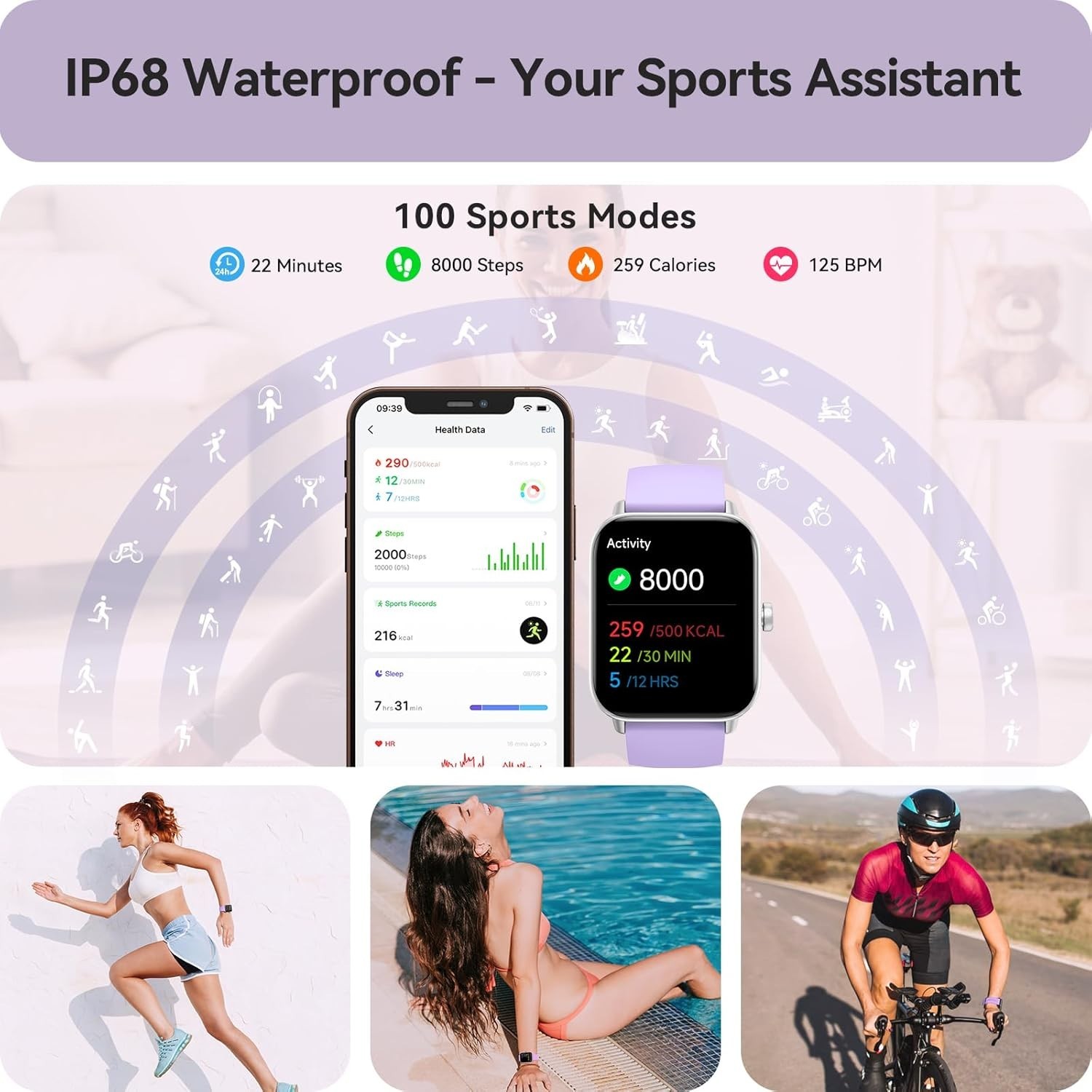 Bluetooth Smart Watch for Women with Alexa, Waterproof//