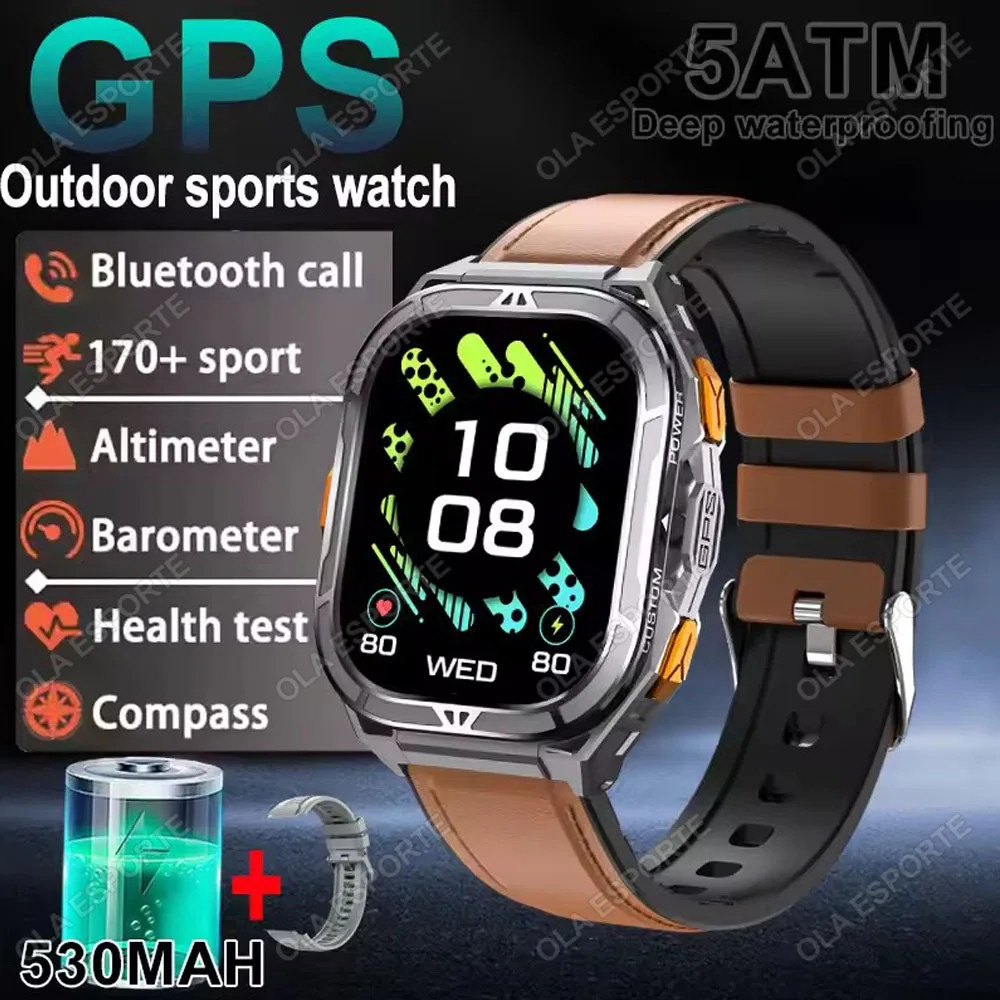 X5 AMOLED Smart Watch Men Dual-Band GPS 5ATM Waterproof Compass Tracker