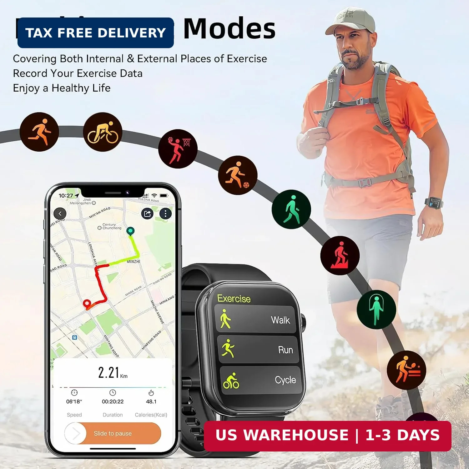 Hwagol Smart Watch (Answer/Make Call) 1.85inch Fitness Tracker, DIY Dials/Pedome