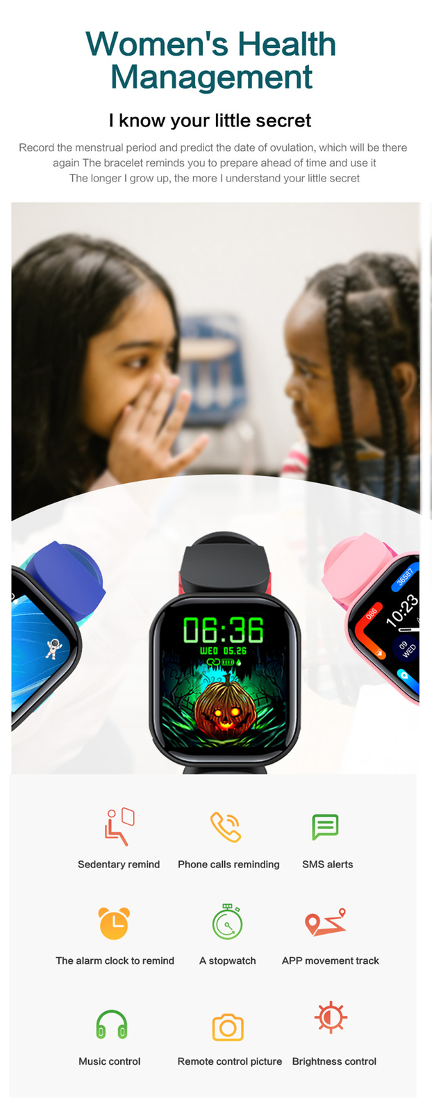 Kids Smart Watch Bluetooth Call Message Reminder IP68 Waterproof Children Watch
