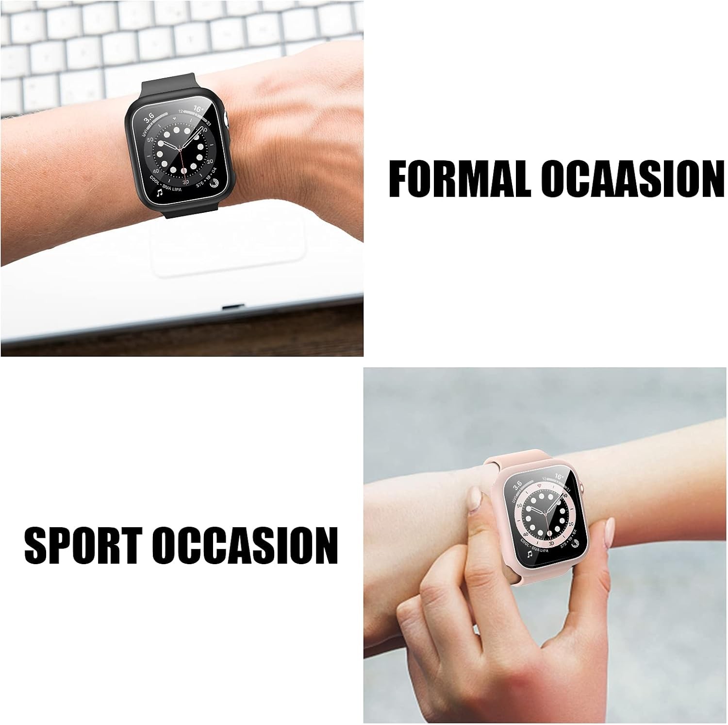5 Pack Case with Tempered Glass Screen Protector for Apple Watch Series 9 41mm