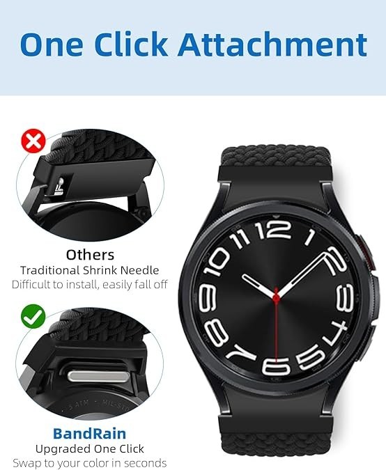 Nylon Sport Watch Bands Fit for Samsung Galaxy Watch 7 6 4 5 FE Band, 40mm 44mm