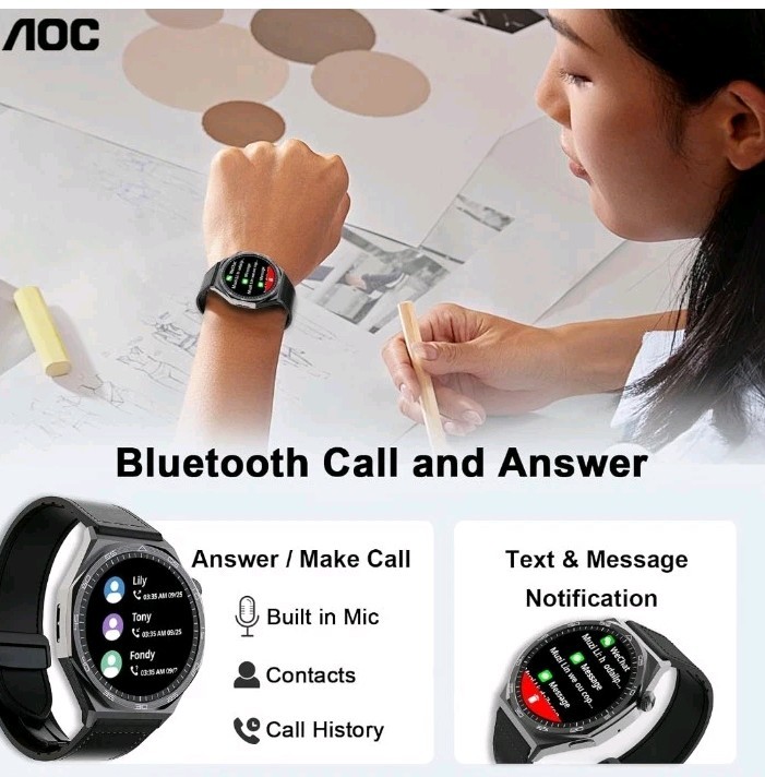 New! HIGH QUALITY AOC Z15 Fitness Sports SMARTWatch 1.43 AMOLED AI Submerge H20