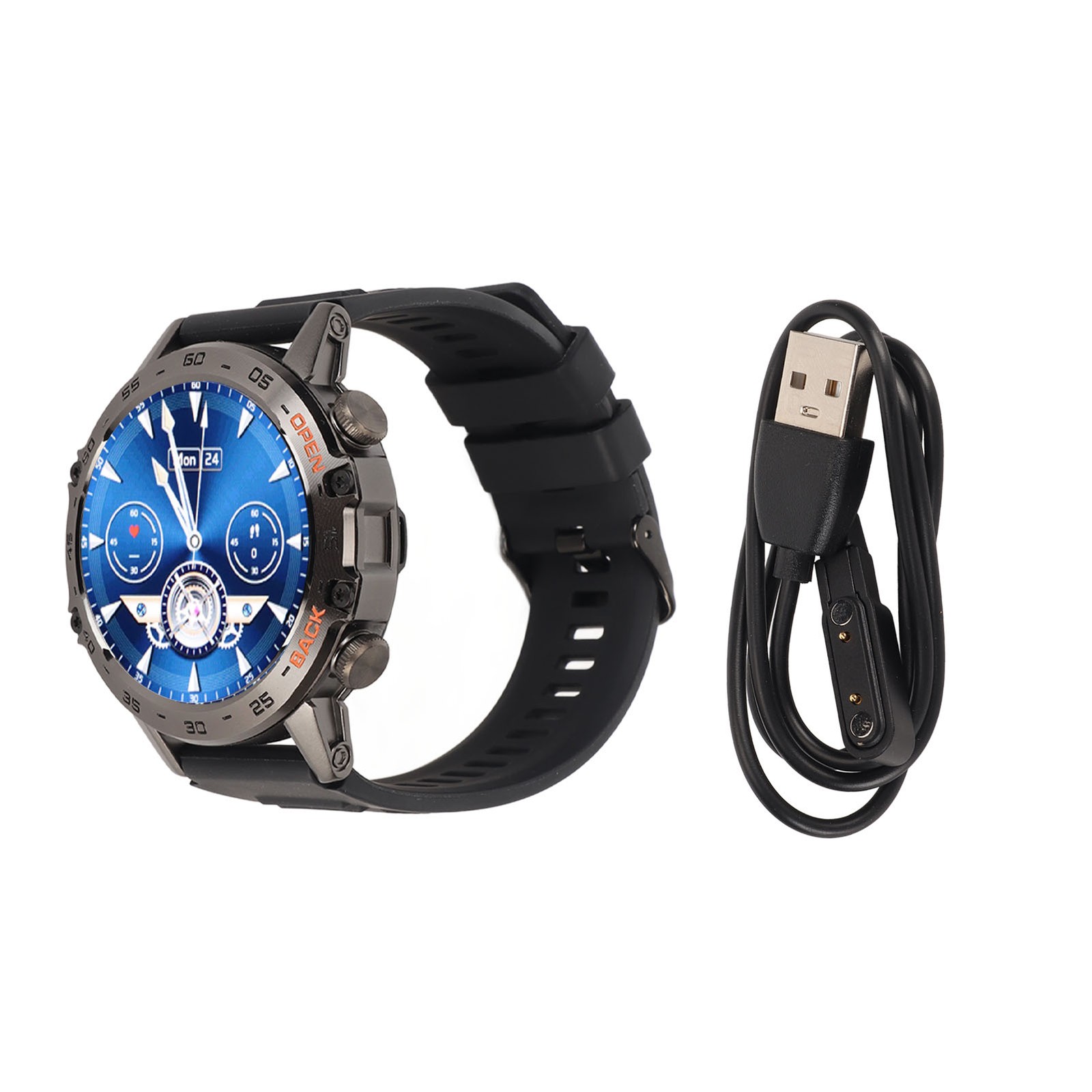 Black Outdoor Smartwatch With Speaker Waterproof Dustproof LCD Bluetooth