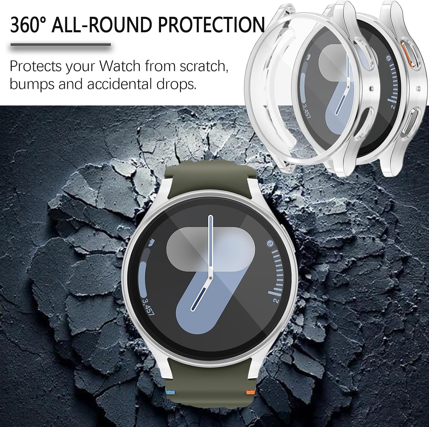 Case for Samsung Galaxy Watch 7 44mm Flexible TPU Protective Cover Silver