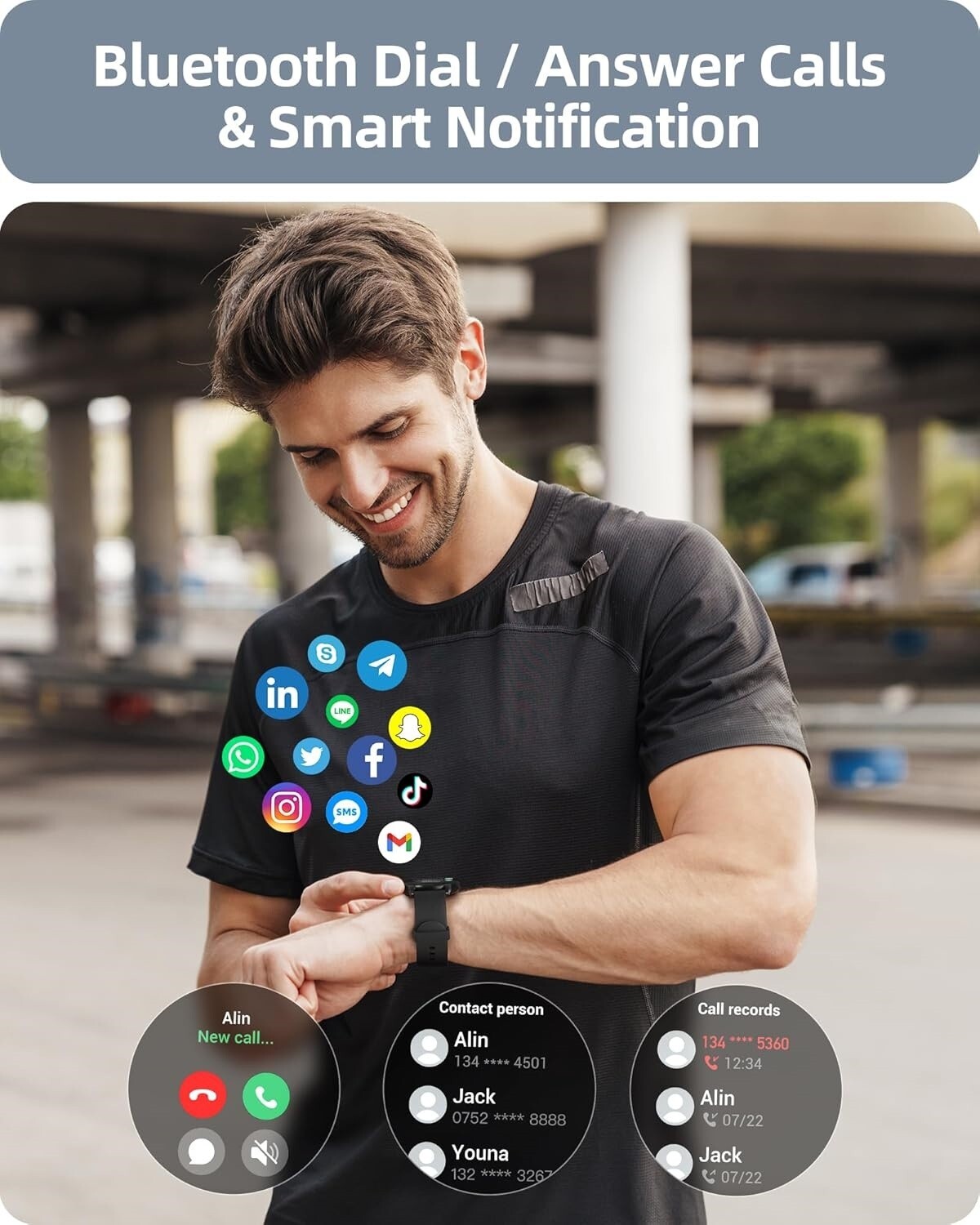Reloj inteligente para hombres y mujeres,compatible con iPhone,Samsung NUEVO US
