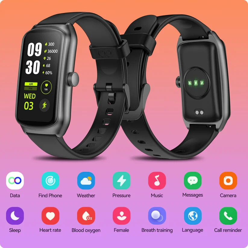 Anyloop Band ALB2: Heart Rate & SpO2 Monitor, Fitness Tracker, IP68 Waterproof