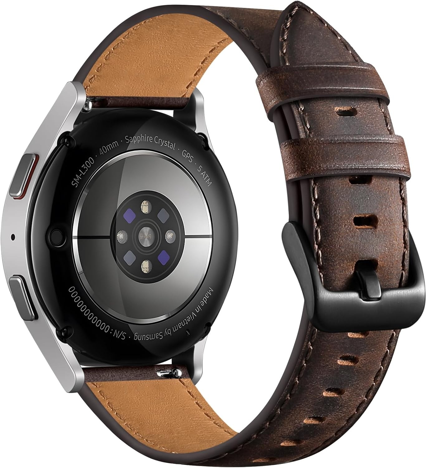 Case For Samsung Galaxy Watch 4 5 6 7 40mm 44mm 45mm Leather Strap Black Coffee